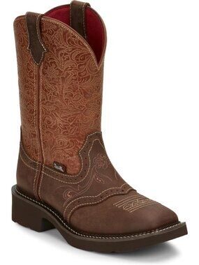 Stylish Embossed Leather Gypsy Cowgirl Boots - 11" Square Toe, Comfortable